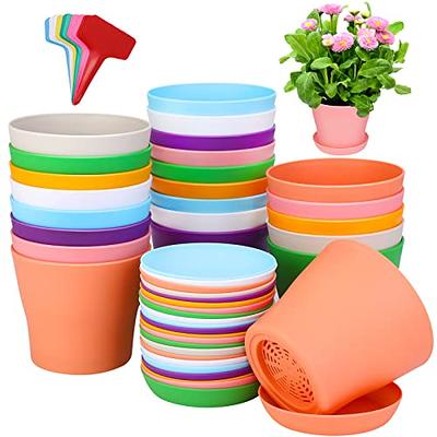 WOUSIWER 16 Pack 6 inch Plastic Planters for Indoor Flower Pots