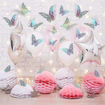 18pcs Large 3D Butterfly Party Decor Rainbow Bronzing Silver DIY for  Birthday Wedding Baby Shower Table Ornaments Wall Stickers