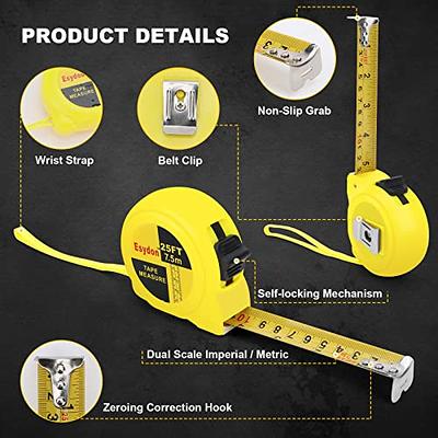 6 Pieces Tape Measures, 25 ft /16 ft/12 ft Measuring Tape Retractable,Easy  Read Measurement Tape with Fractions,Self-Locking Tape Measure for