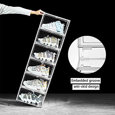 Aliscatre Shoe Boxes,Set of 12, Shoe Storage Boxes Clear Plastic Stackable  For Closet, Sneaker Storage, Shoe Organizer with Magnetic Door, Fit up to