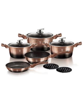 Berlinger Haus Stainless Steel Cookware Set – Ergonomic Soft Touch Handle,  Turbo Induction Based and Elegant Design – include Frypan, Casserole with