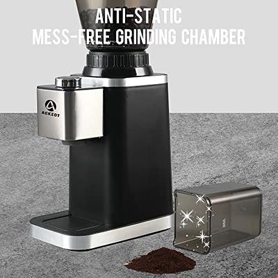 Anti-static Conical Burr Coffee Grinder with 48 Grind Settings, binROC  Adjustable Electric Coffee Bean Grinder for 2-12 Cups (Black)