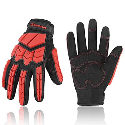 AIGEVTURE Anti Vibration Work Gloves Men TPR Impact Reducing Mechanic  Gloves SBR Fingers & Palm Padded Safety Work Gloves