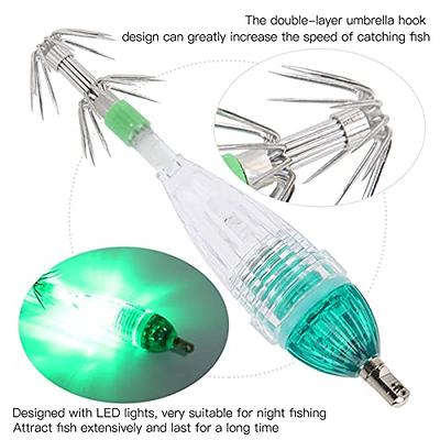 VGEBY Hook Light Bait, Fishing LED Squid Hook Light Bait Lure Light Squid  Shape Green Light