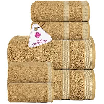 CASA COPENHAGEN Solitaire Designed in Denmark 600 GSM 2 Large Bath Towels 2 Large  Hand Towels 2 Washcloths Super Soft Egyptian Cotton 6 Towels Set for  Bathroom Kitchen & Shower - Black + White