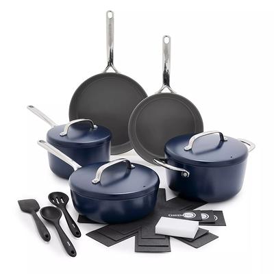 Plaze Cafe Non-Stick Aluminium Cookware Set, Mint Green - 7 Piece