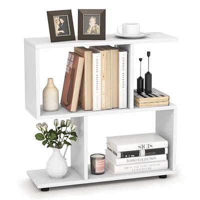 Freestanding Display Rack Tall Wood 4-Tier Bookcase Storage Shelves - Yahoo  Shopping