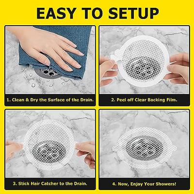 25 Pack Disposable Shower Drain Hair Catcher, Waterproof and Adhesive Drain  Hair Catcher, Easy to Install Round Mesh Drain Cover