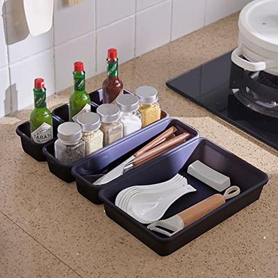 12PCS Stackable Drawer Organizer and Storage, Versatile Large Utensil Tray  Drawer Organizers Bins for Clothes/Kitchen/Bathroom/Office/Makeup, Colorful