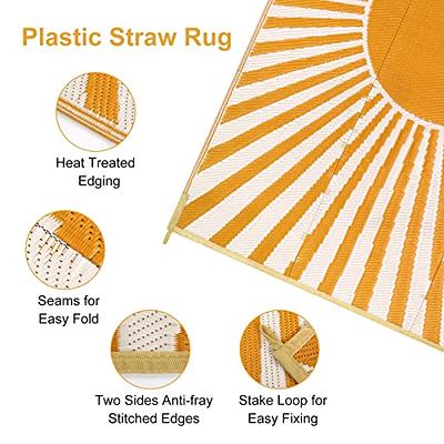 Reversible Outdoor Rugs for Patio Clearance 4x6Ft Waterproof Large Plastic  Straw Area Rug Nonslip Portable Carpet Floor Mats for RV Camping Deck