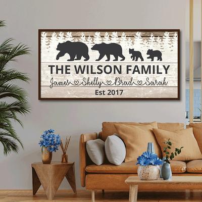 Personalized Family Wall Art Mama Bear Family Name Canvas