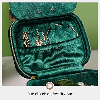 Plush Velvet Travel Jewelry Organizer Box | Travel Jewelry Case Jewelry  Boxes for Women | Jewelry Travel Organizer, Jewelry Travel Case for Women 