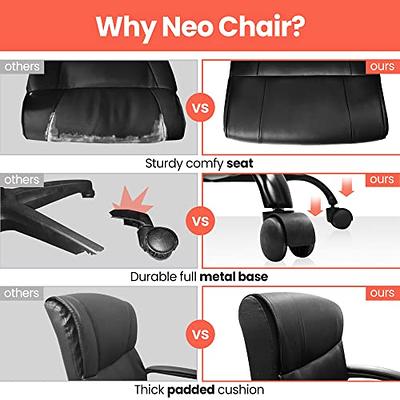 NEO CHAIR Office Chair Computer Desk Chair Gaming - Ergonomic High Back  Cushion Lumbar Support with Wheels Comfortable Black Leather Racing Seat