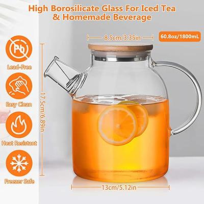 Borosilicate Glass Carafe With Drip-free Lid 1l, Stovetop Safe, Glass Water Pitcher  Fridge Carafe Ice Tea Maker, Juice Glassware