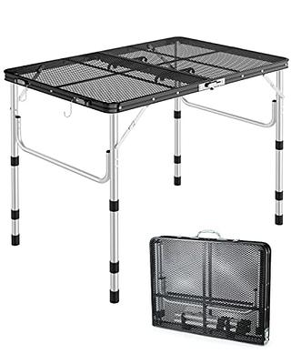 YITAHOME 6Ft Metal Folding Table for Grill Portable 2-in-1 Design Folding  Grill Table with Mesh Desktop for Camping Cooking BBQ Picnic, White