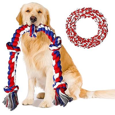 Dog Rope Toys, Nearly Indestructible Dog Rope Toys with Strong Squeak-  Ideal Tug of War Interactive Dog Training Toy, Dental Cleaning Chew Toys,  Dog