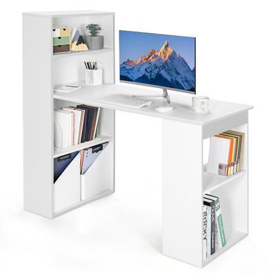 Costway Computer Desk Writing Workstation Office w/6-Tier Storage Shelves Black