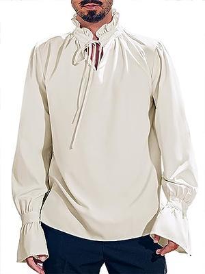 Bbalizko Mens Medieval Pirate Shirt Renaissance Gothic Viking Steampunk  Retro Lace Up Blouse Halloween Costume Tops Beige - Yahoo Shopping