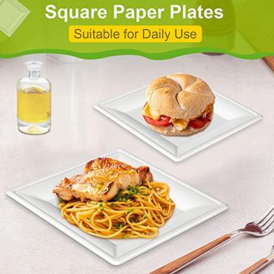 EcoAvance Square Paper Plates, 100 Pack Small Paper Plates 6 inch