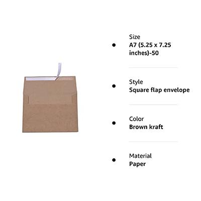 50 Pack Cards and Envelopes, 5x7 Inches for Invitations, Brown Kraft Paper