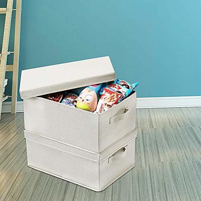 2 Pack Large Foldable Storage Box with Removable Lid and Handles Linen  Fabric Durable Storage Bin Basket Containers Organizer for Clothes Nursery  Toys