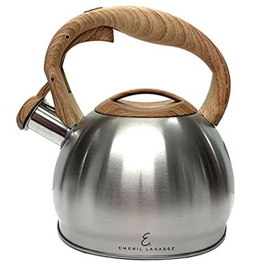 IKASEFU 85 OZ / 2.5 Liter Yellow Teapot Stove Top Whistling Tea Kettle  Stainless Steel Electric Tea Kettle Modern Tea Pots with Wood Pattern  Handle Induction Universal Base for Restaurant Family - Yahoo Shopping