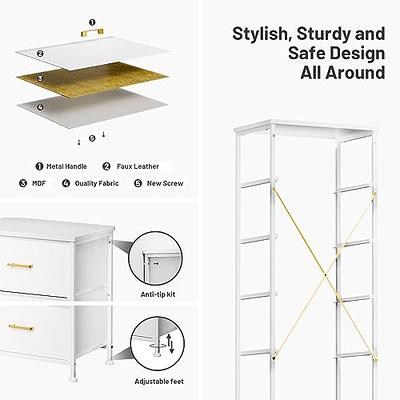 mDesign 4-Drawer Tall Fabric Dresser with Wood Handles