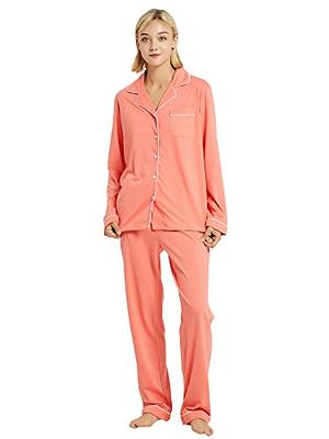 Womens Pajama Set 100% Cotton Pajamas Long Sleeve Sleepwear Button Down  Loungewear S~XL 