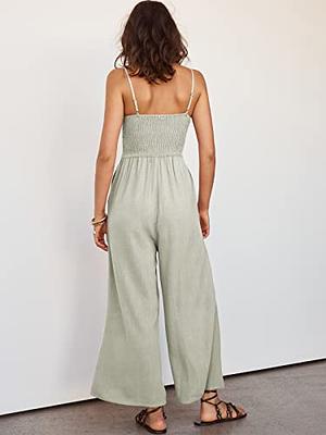  ANRABESS Womens Jumpsuits 2024 Summer Casual Sleeveless V Neck  Wide Leg One Piece Spring Break Jump suit Overalls Dressy Trendy Clothes  A898-xingse-S : Clothing, Shoes & Jewelry