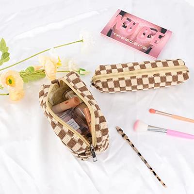  SOIDRAM 2 Pieces Makeup Bag Checkered Cosmetic Bag