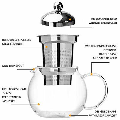 MegaChef 1.8Lt. Glass Body and Stainless Steel Electric Tea Kettle with Tea  Infuser