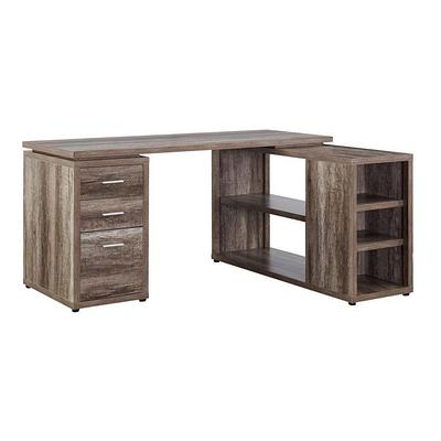 Performance Bow Front Desk - Natural Oak/ Charcoal - McPhail's Furniture