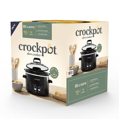 Crock-Pot 4.5-Quart Lift & Serve Hinged Lid Slow Cooker, One-Touch Control,  Black - Walmart.com