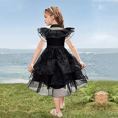 Kids Wednesday Addams Wednesday Cosplay Costume Dress Girls Halloween Outfit