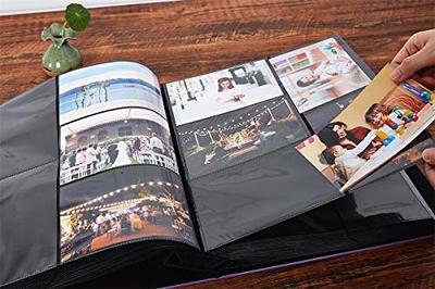 RECUTMS Photo Album 4x6 600 Photos Black Pages Large Capacity Leather Cover Wedding Family Photo Albums Holds 600 Horizontal