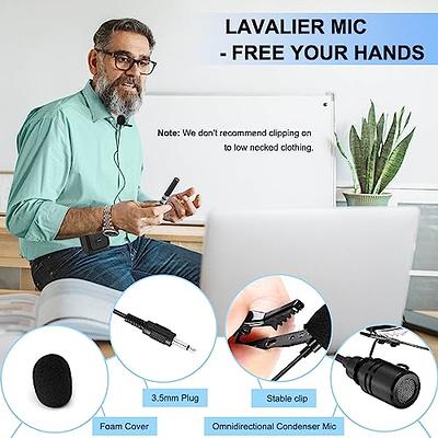 Clip On Lapel Microphone Hands Free Wired Condenser Mini Lavalier Mic 3.5mm  Jack