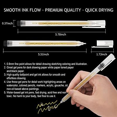 Qionew Gold Gel Pens 3 Pack 1mm Extra Fine Point Pens Gel Ink Pens Opaque  White Archival Ink Pens for Black Paper Drawing Sketching Illustration Card  Making Bullet Journaling