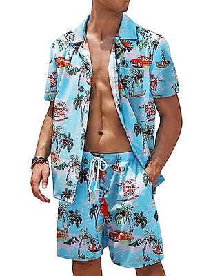 COOFANDY Christmas Hawaiian Shirt for Men Short Sleeve Button Down