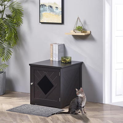  Tangkula Cat Litter Box Enclosure with Flip Half Door