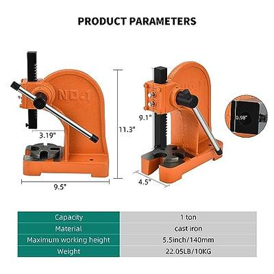 Kaka AP-1 Arbor Press, 1 Ton Cast Iron Arbor Press, 4 inch Height Heavy Duty Arbor Press, Gray