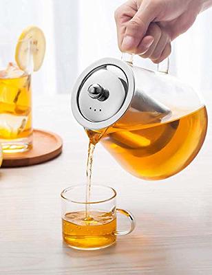 Glass Teapot with Removable Stainless Steel Infuser, Borosilicate Glass Tea  Pot with Strainer,for Blooming Tea & Loose Leaf Tea, Microwave & Stovetop  Safe (33OZ) - Yahoo Shopping