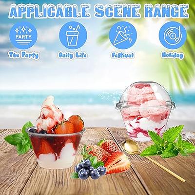 12 oz Plastic Ice Cream Cups with Dome Lids for Yogurt, Parfaits, Desserts  (50 Pack)