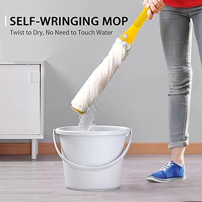 NEW! Hand-Free Flat Squeegee Mop and Bucket Wringing Floor Cleaner Easy  Self Cleaning Dry Wet Dual Use with 2PCS Washable Mop Pads