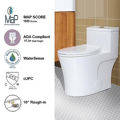 HOROW Small Compact One Piece Toilet For Bathroom, Quiet Dual Flush Modern  Toilet, 12'' Rough-In Toilet & Soft Closing Seat 