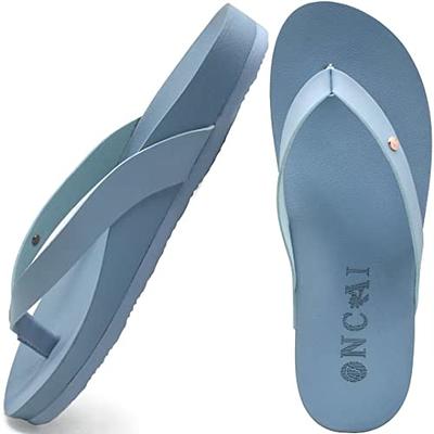 ONCAI Womens Flip Flops For Women Comfortable Leather Strap Yoga Mat  Non-Slip Women's Thong Sandal Casual Summer Beach Slippers With Arch  Support 