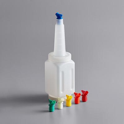 Choice 2 Qt. Pour Bottle Set with Assorted Color Spouts and Caps - 6/Pack