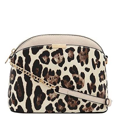 FashionPuzzle Leopard Print Small Dome Crossbody with Chain Strap