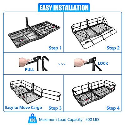 Hitch Cargo Carrier Mounted Basket Luggage Rack with 2 Receiver