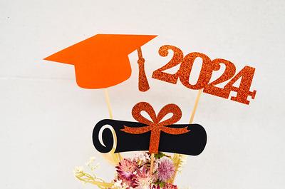 Graduation Party Decorations 2024, Orange Centerpiece Sticks, Grad
