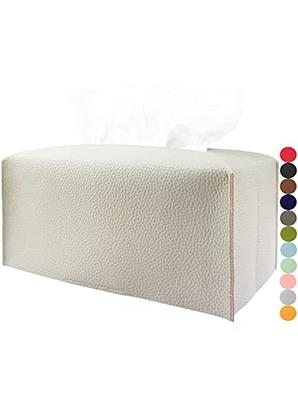 Vintiquewise QI003978_RC_WTG Rectangular Velvet Modern Paper Facial Tissue Box Holder, White and Gold